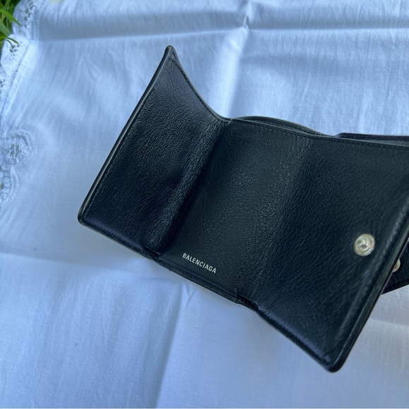 Balenciaga Papier Mini Wallet Tri-fold Black  Authentic Italy Leather - Picture 10 of 11